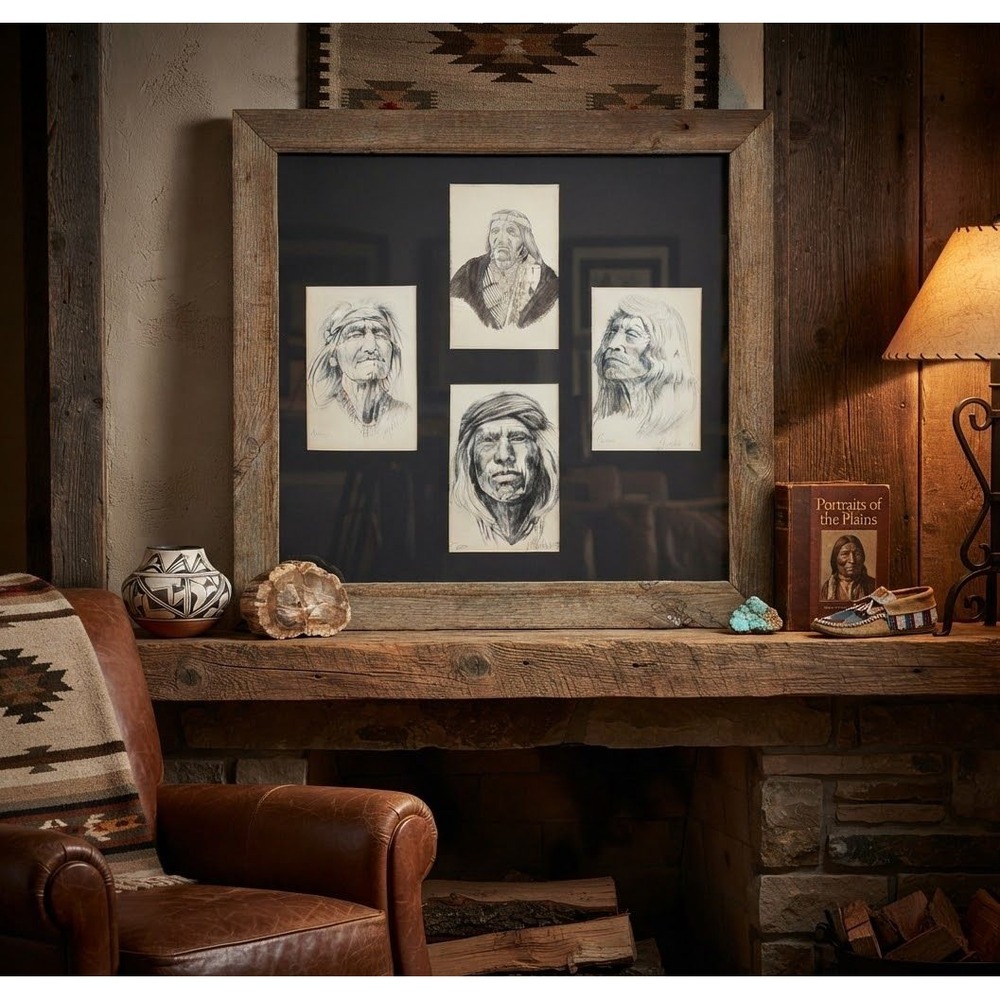 Cathy Rutledge 1977 Native American Portraits Framed Art Sioux Navajo Zuni Art